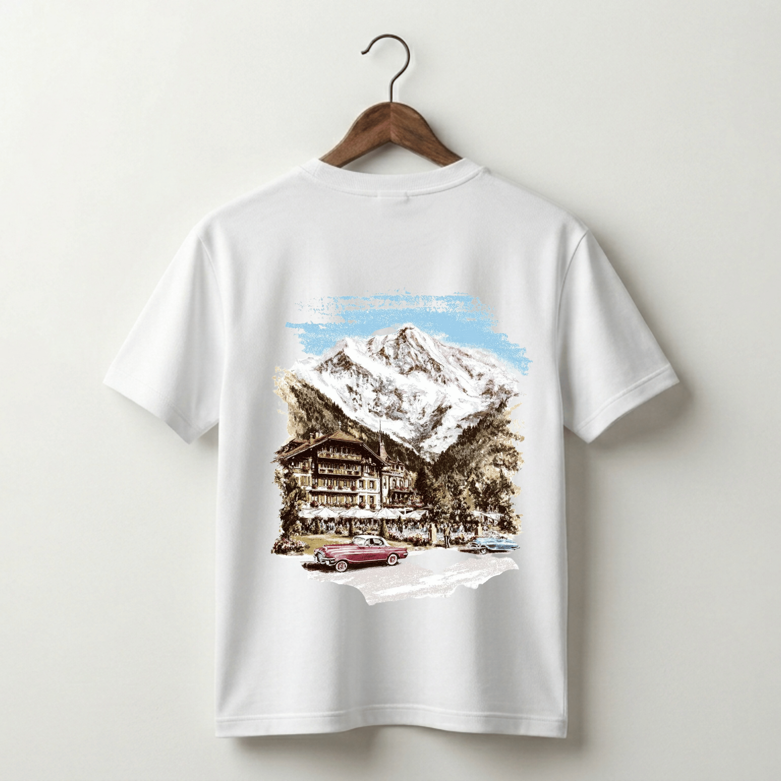 Alpine Chalet Graphic Tee - White