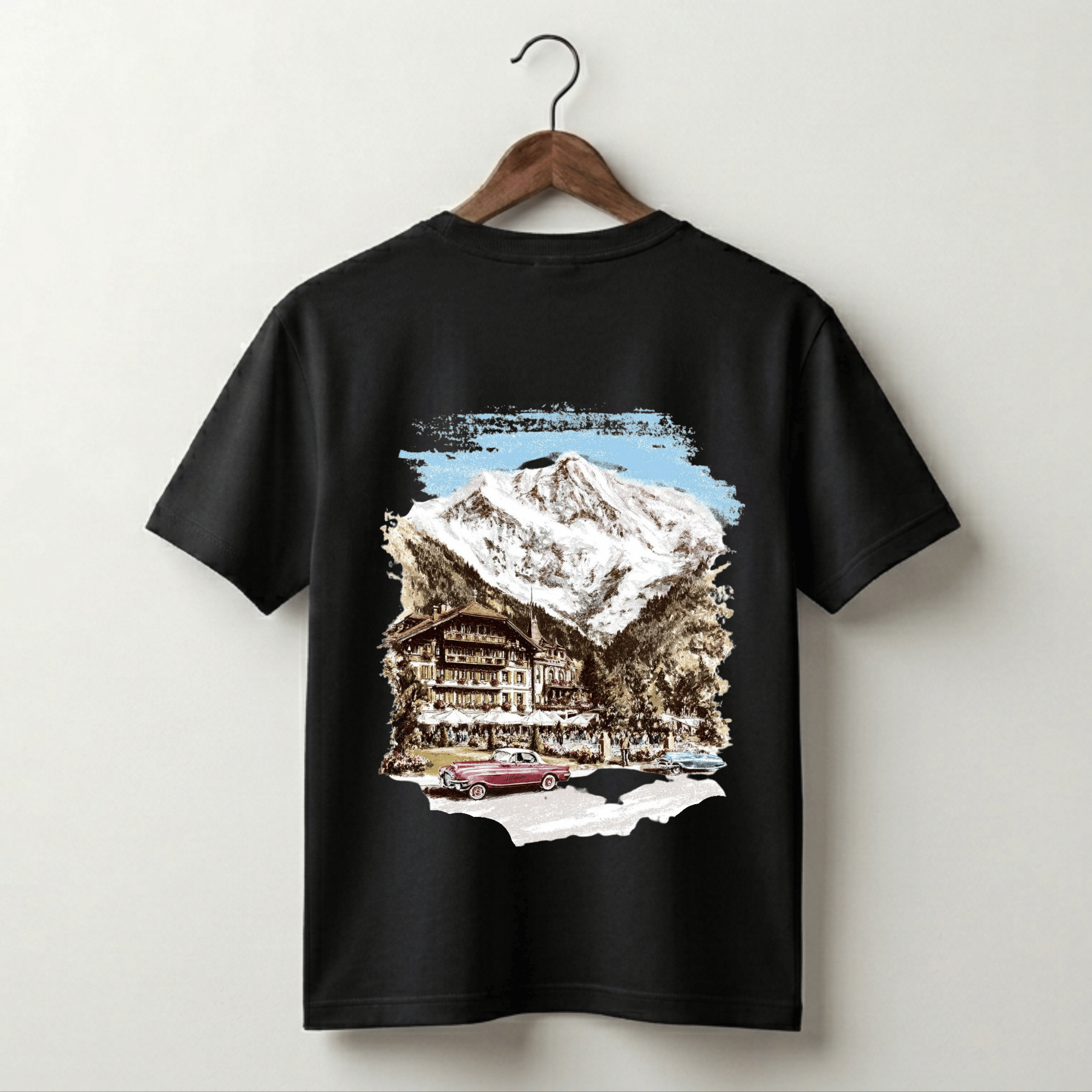 Alpine Chalet Graphic Tee - Black