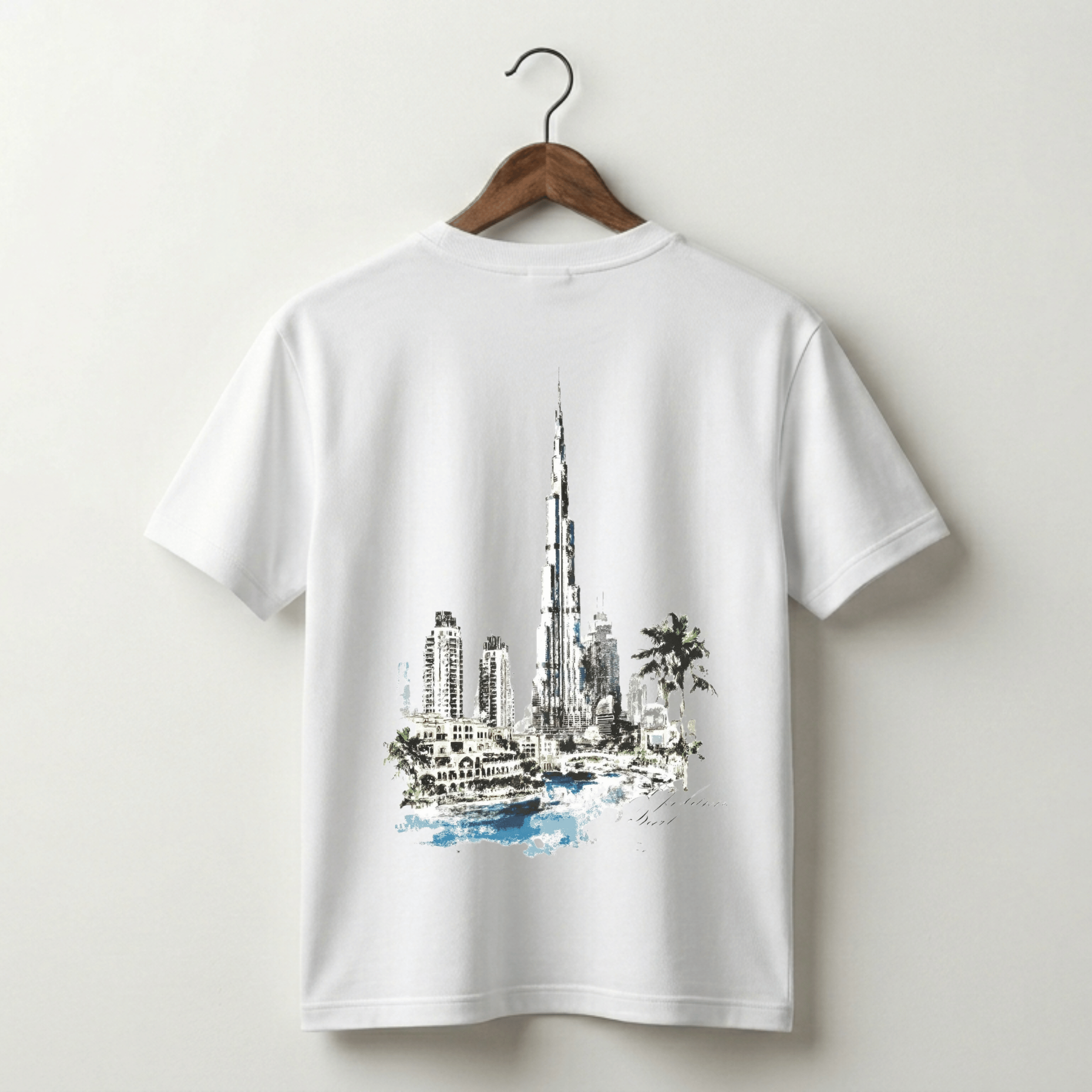 Burj Khalifa Graphic Tee - White