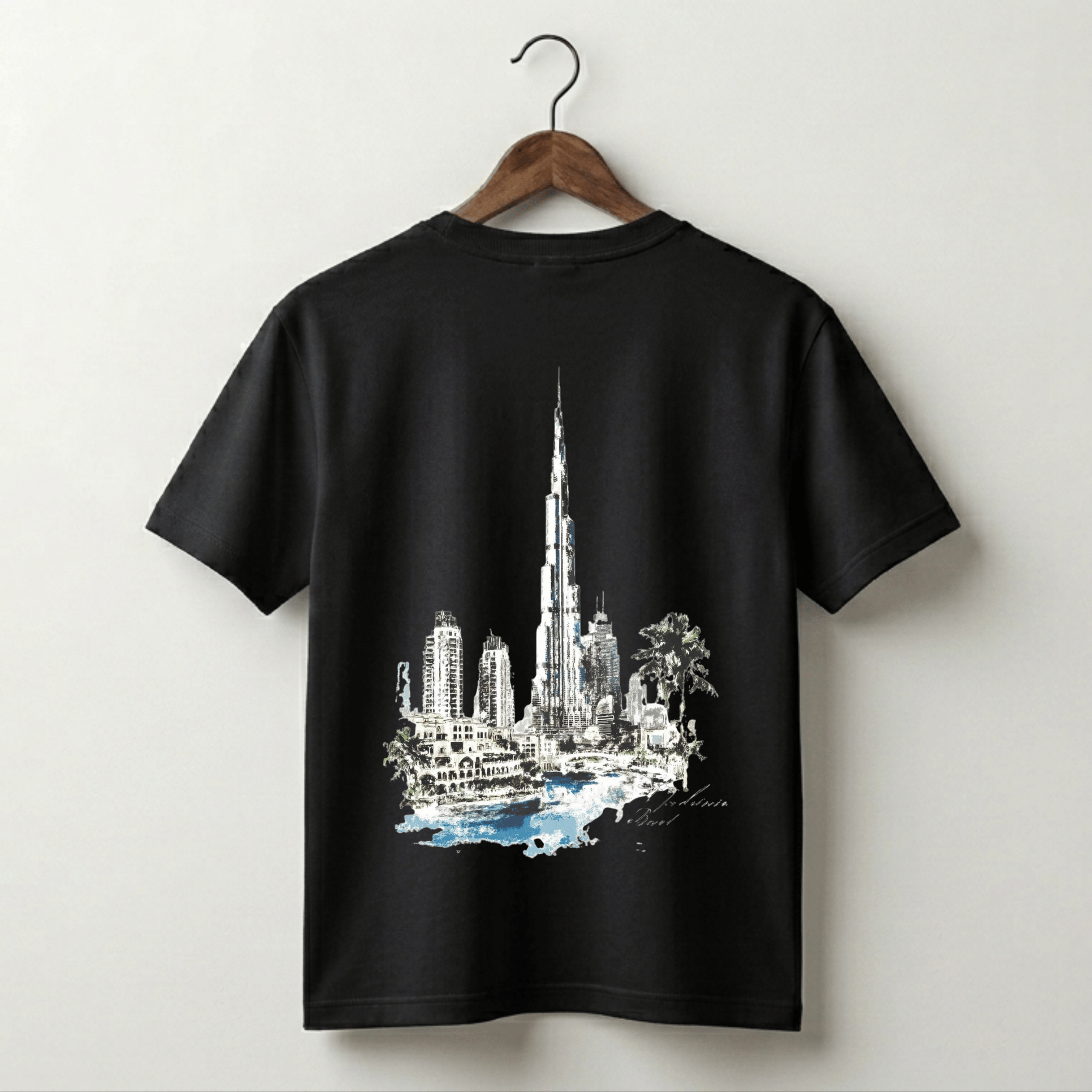 Burj Khalifa Graphic Tee - Black